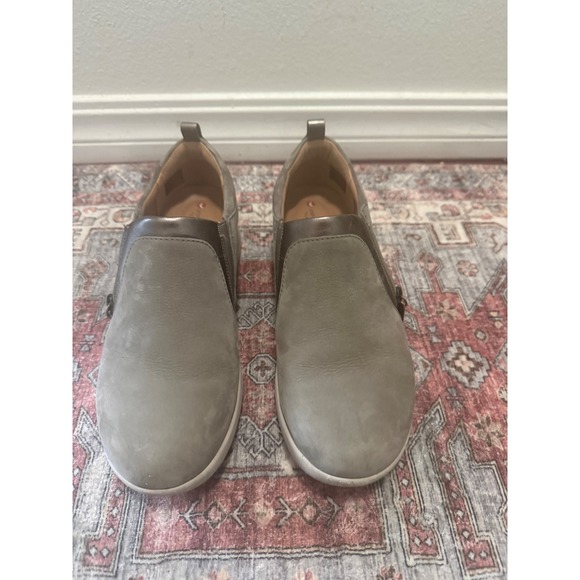 Earth Origins Other - Earth Origins‎ Grey Leather Slip On Loafers Metallic Bronze Zip Shoes Mens 11